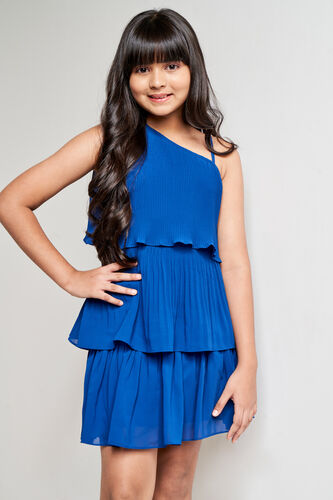Teal Solid Flared Dress, Teal, image 2